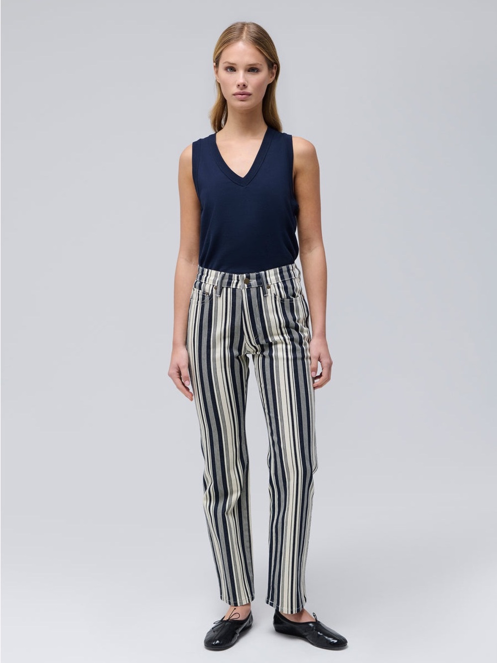 Renggli STRIPE STRAIGHT JEAN in Chalk/Midnight